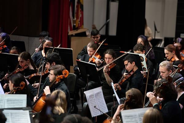 Students performing at the 2023-2024 All County Orchestra Concert